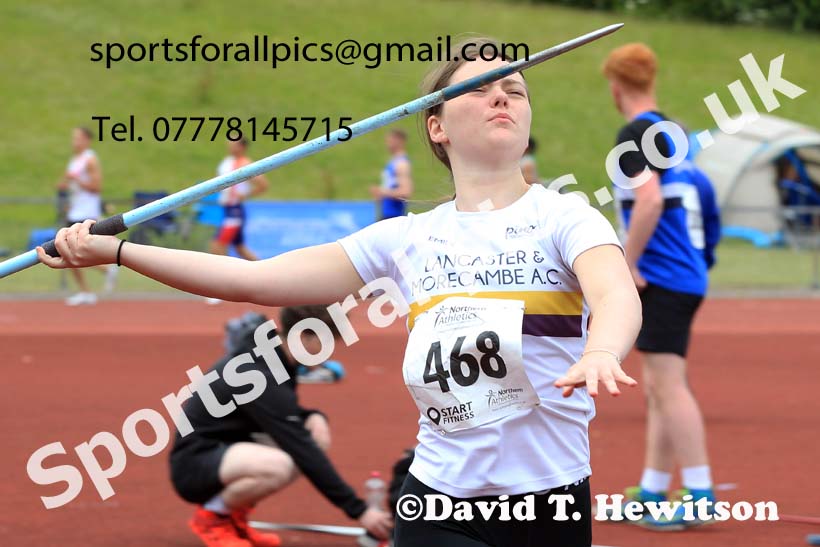 Womens under-20s javelin, 2022 Northern Senior and Under-20 Champs., Wavertree Athletics Centre, Liverpool. Photo: David T. Hewitson/Sports for All Pics